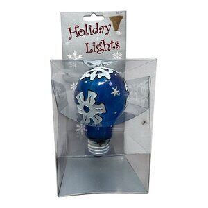 Snowflake Blue & White Holiday Lights Bulb In Original Box E26 Base Vintage NOS